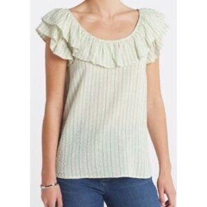 Madison & Berkeley Women's Ruffle Stripe Top Sz M Boho Off Shoulder Flowy Blouse